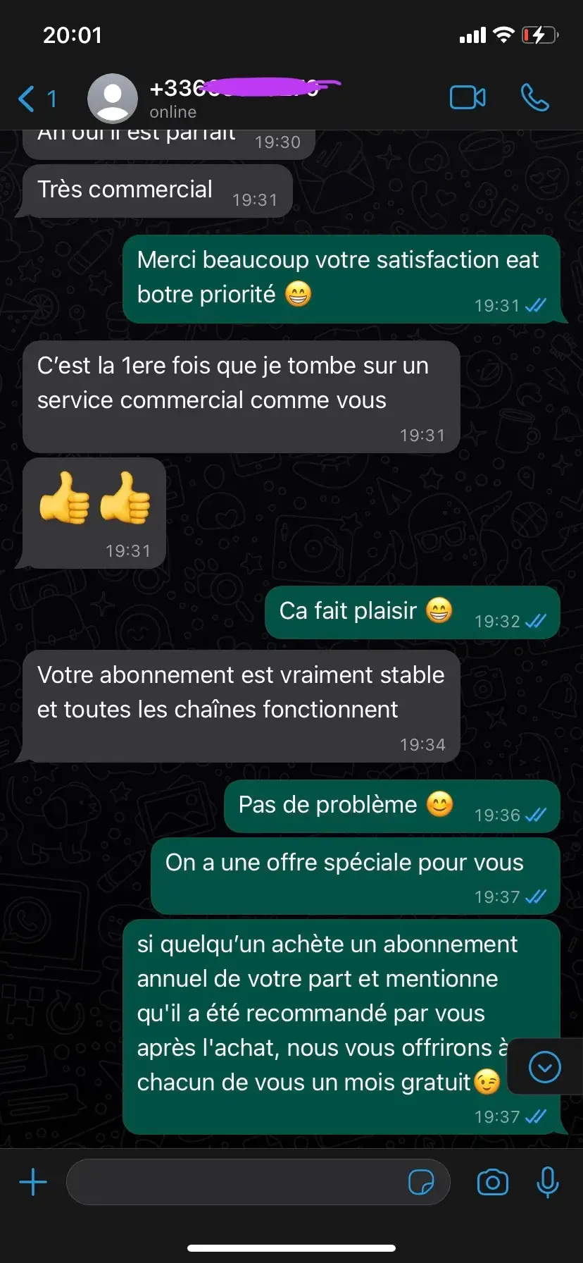 Avis client WhatsApp 1