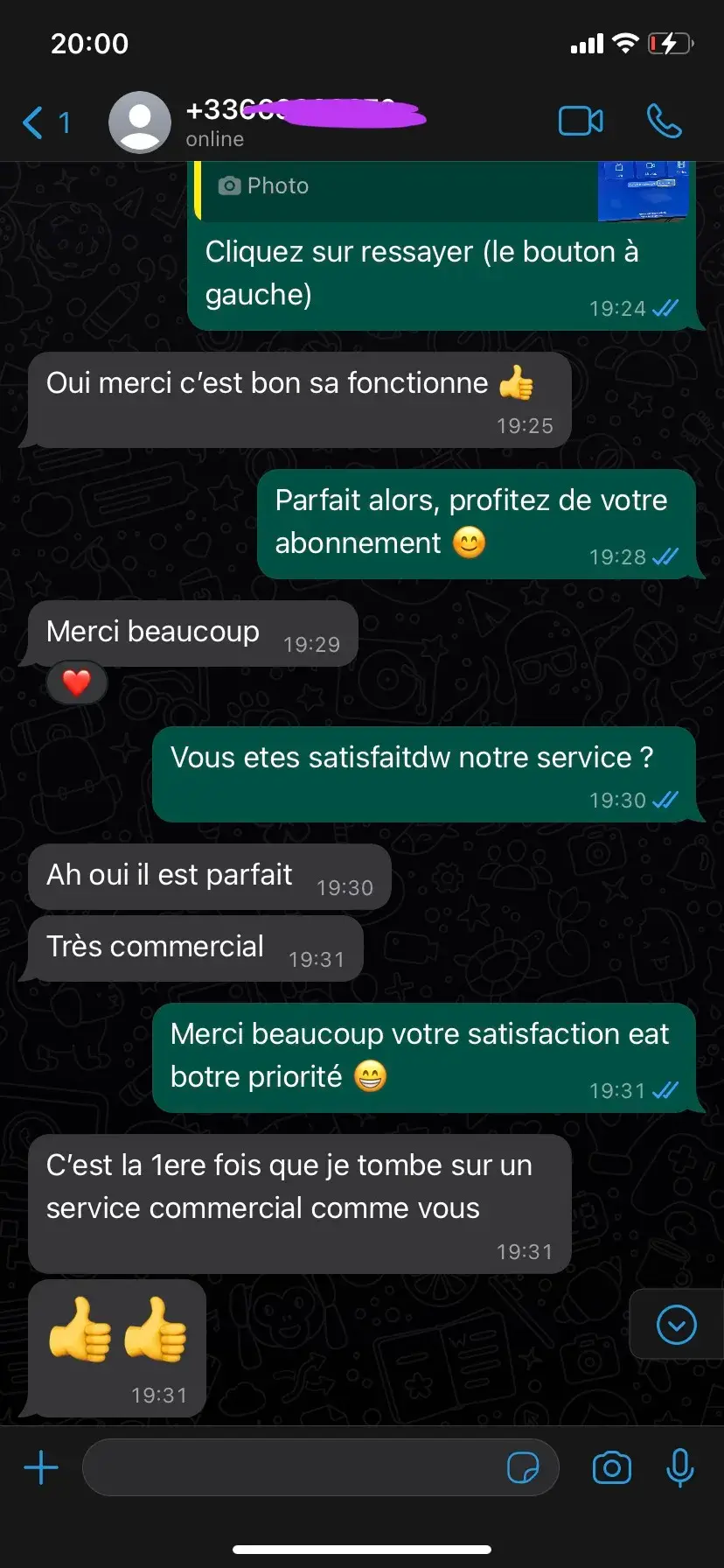 Avis client WhatsApp 4